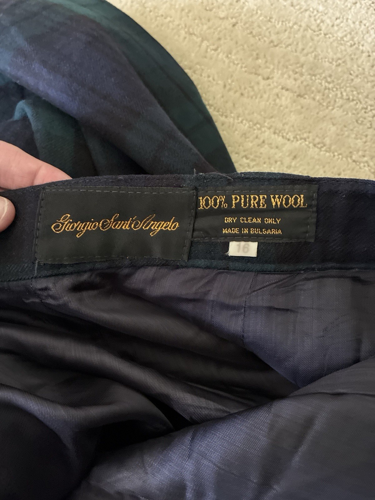 Vintage Giorgio Sant Angelo Wool Plaid Trousers 38 waist prep/dark academia