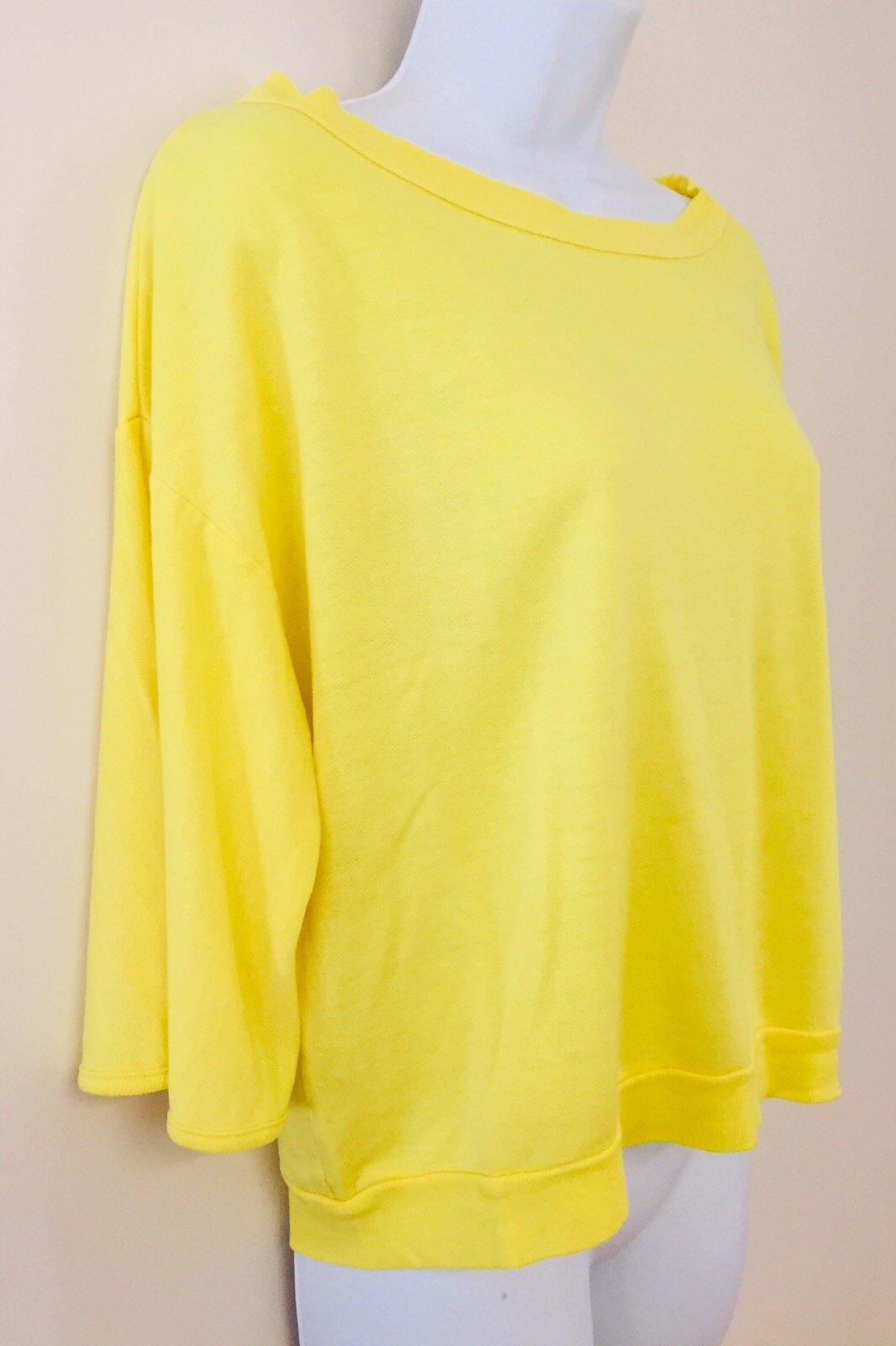 FAME Clothing Co California Vintage 1980s Yellow Sweater Crop Top Off Shoulder