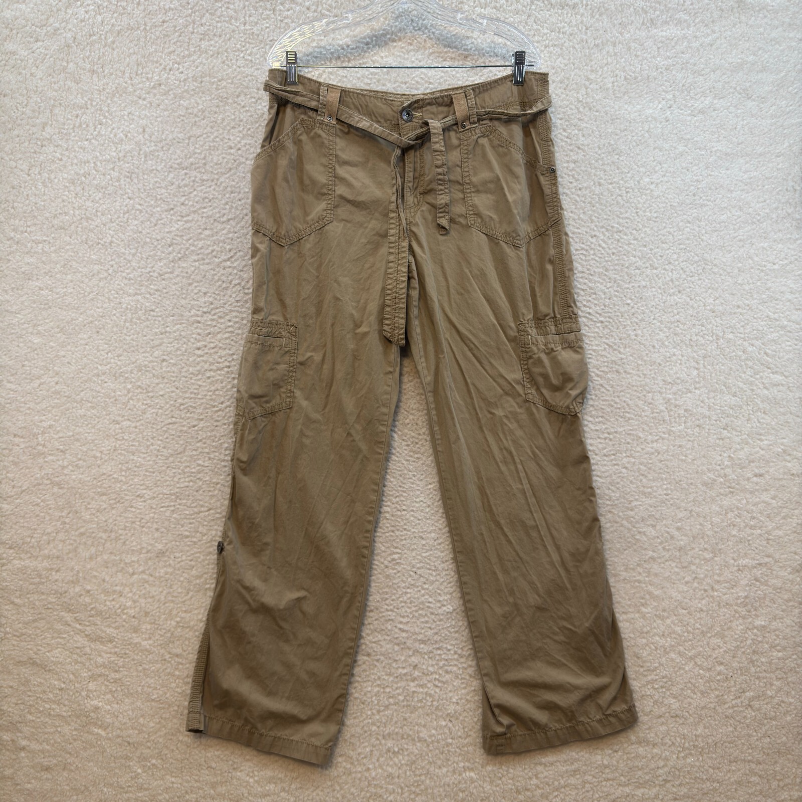 Y2K Vintage Cargo Pants 14 34 Khaki Tan Wide Leg Utility Carpenter Skater Grunge