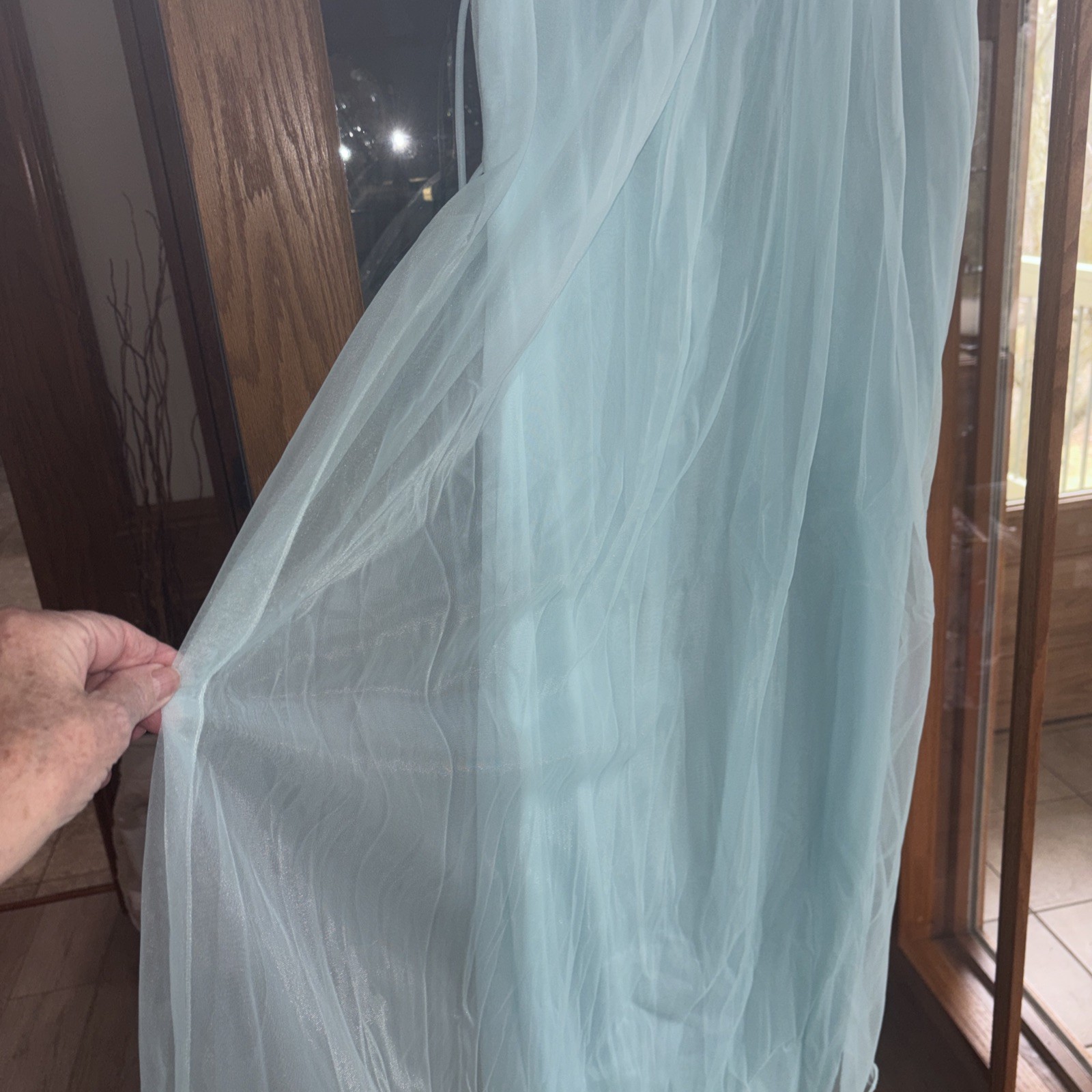 Vintage Avian Aqua Nylon Lingerie Nightgown Medium