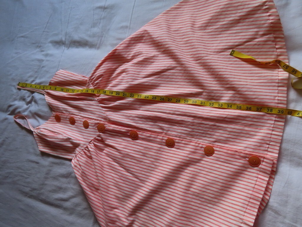 1990s Vintage Orange Stripe Pockets Hang Ten Full Skirt Dress sz XS / 32″ chest