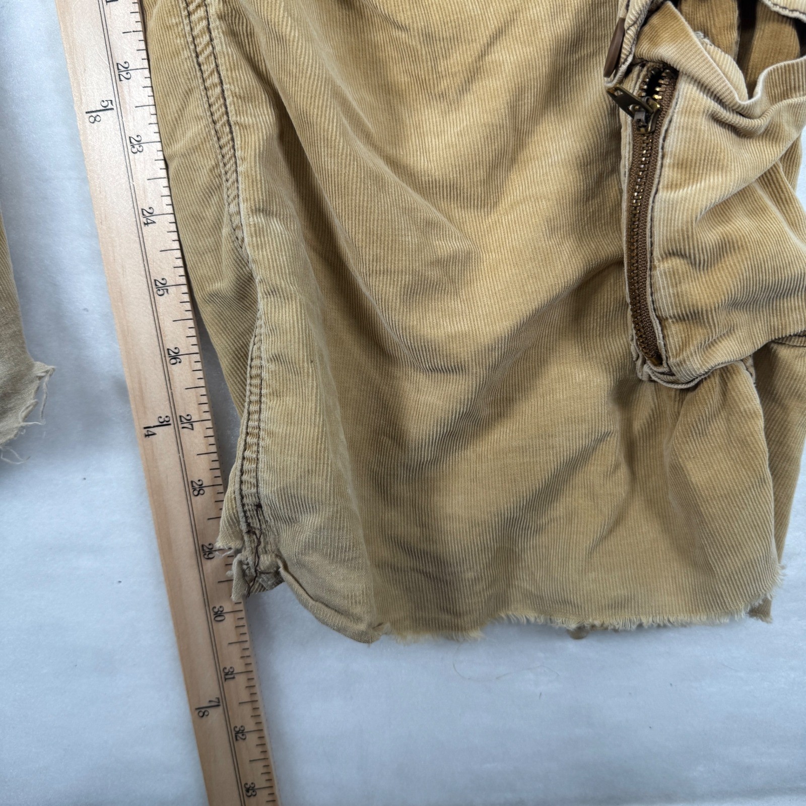 Vtg Y2K Abercrombie & Fitch Corduroy Cargo Paratrooper Pants Womens M Tan