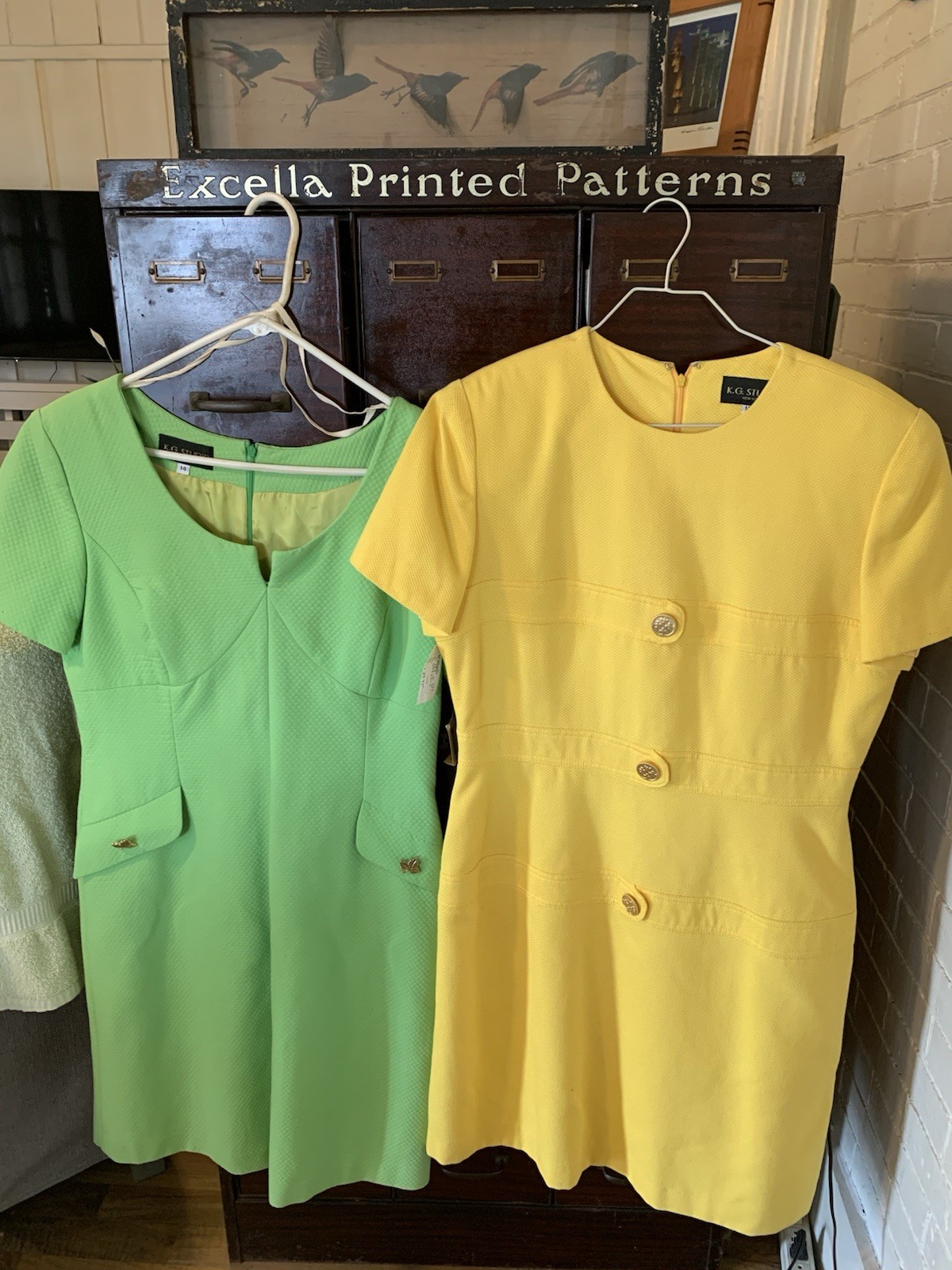 Lot 2 Secretary Core Fitted Dbl Knit 60s Style Dresses NOS W Tags Fitted Sz 14