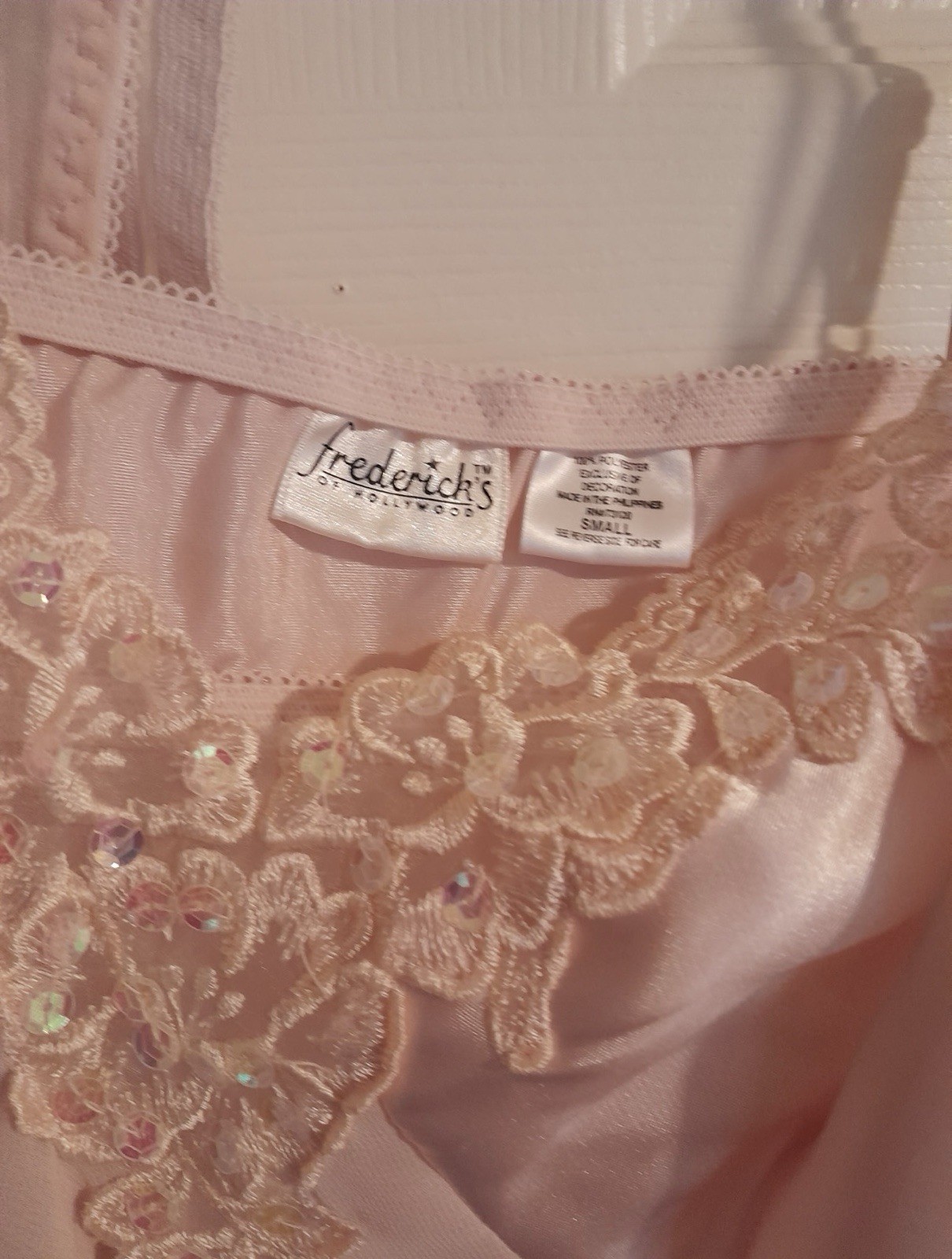 Vintage Frederick’s of Hollywood Pink Satin Lace Babydoll-Sheer Chiffon, NWOT,S