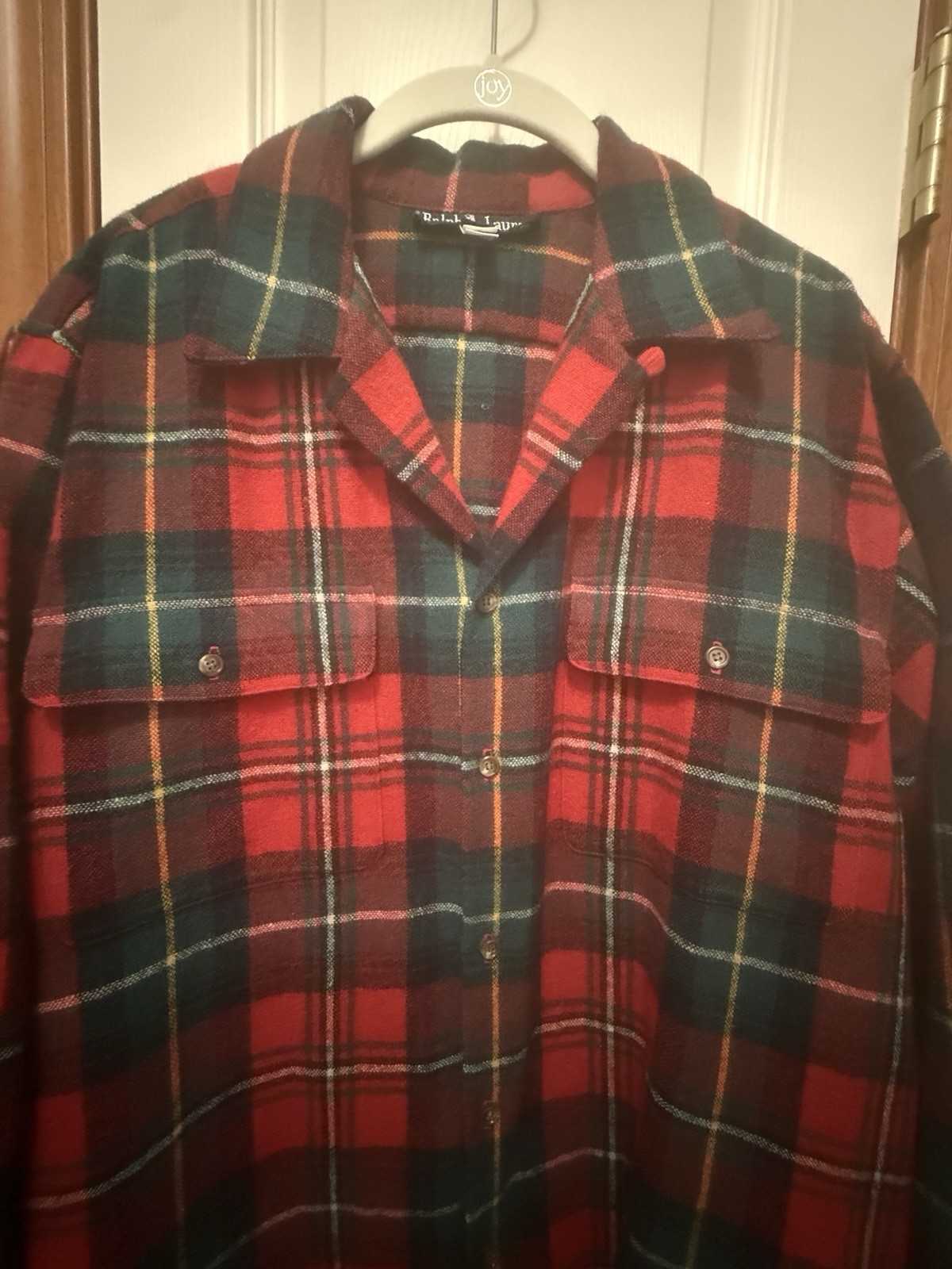 Rare Vintage Ralph Lauren Wool Tartan Plaid Button Down Woman’s Shirt Med-Lg