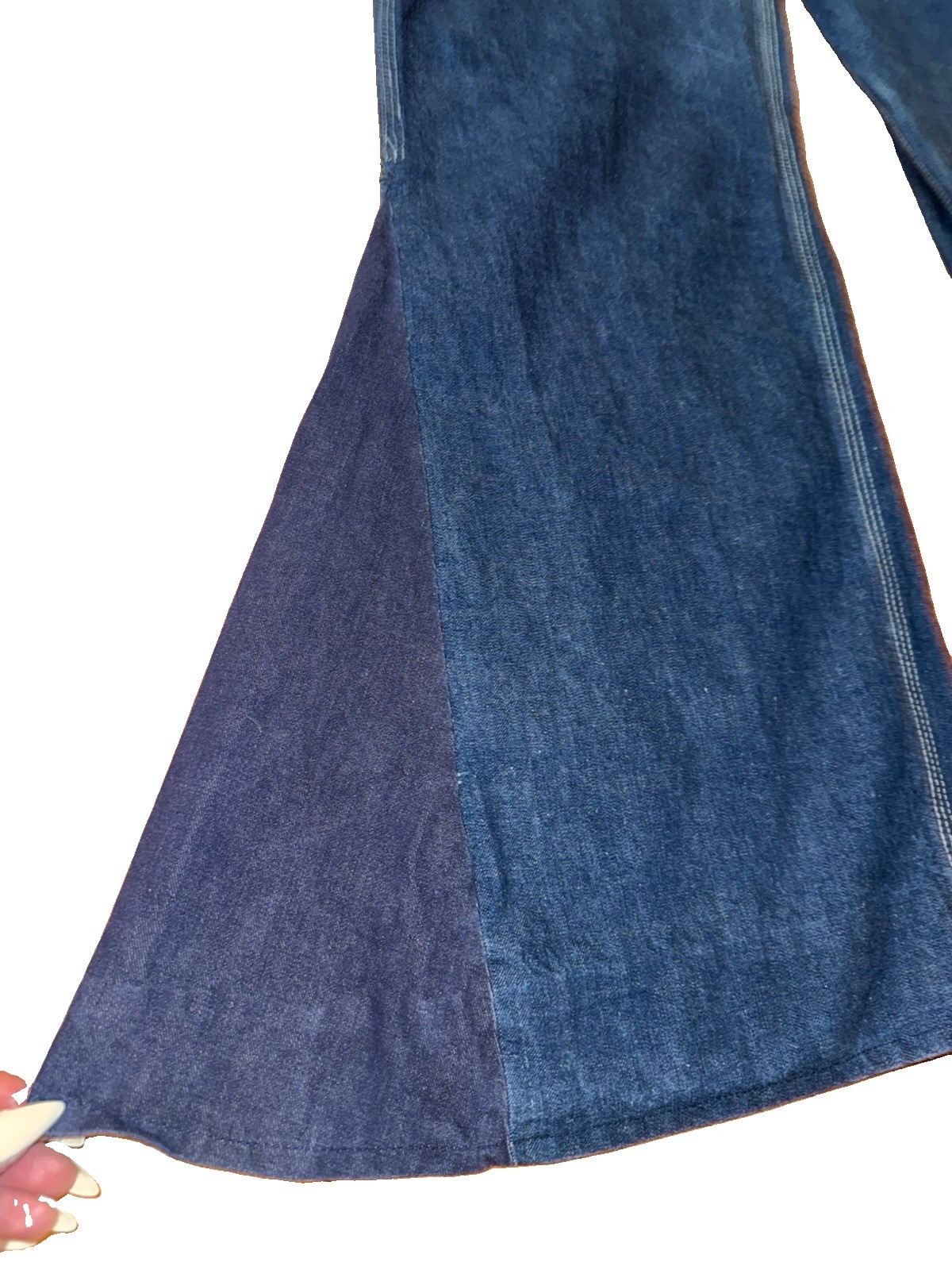 Vintage 1950s 50s Denim Overalls Custom 70s Flare Bell Bottom OOAK Jeans Sz 8