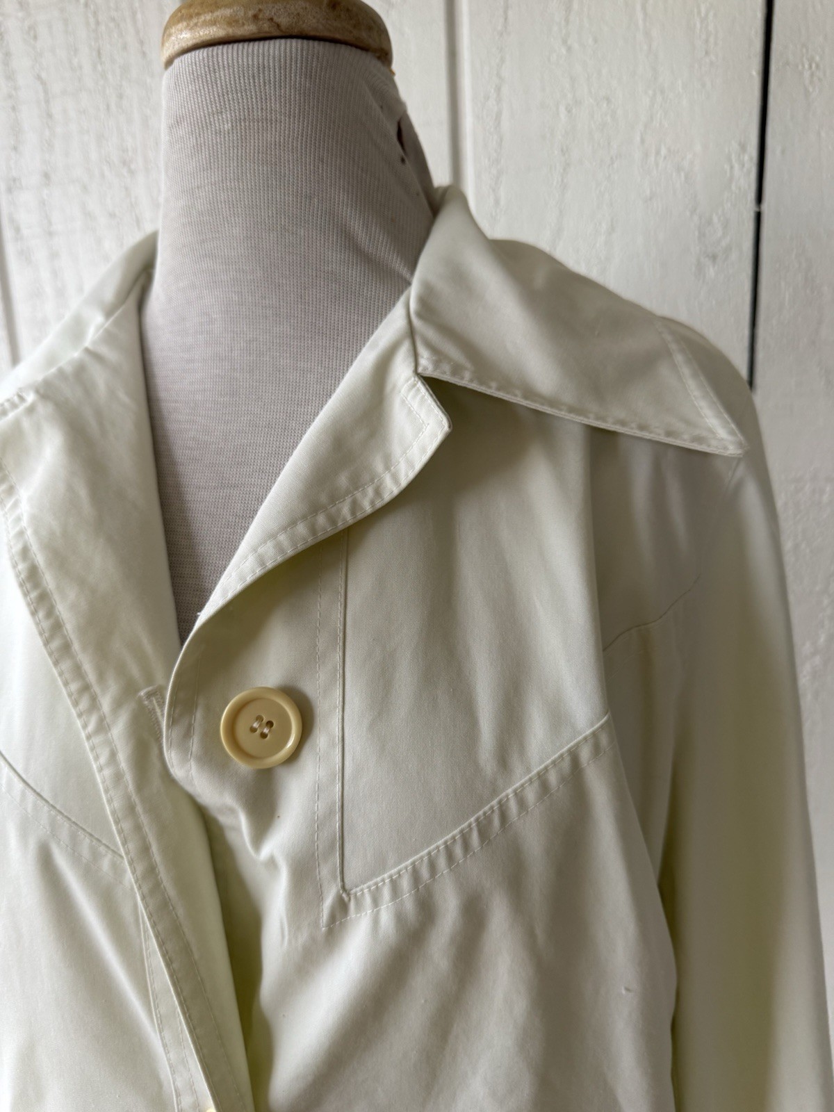 Vtg 70s Ivory Canvas Cape Jacket OS Cloak Boho Classic *No Belt * As Is