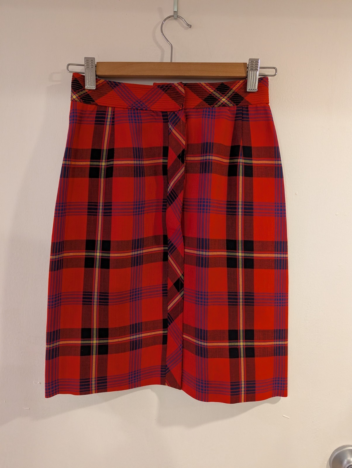 Vintage 1960s Koret Of California Womens Red Blue Black Yellow Plaid Skirt Small