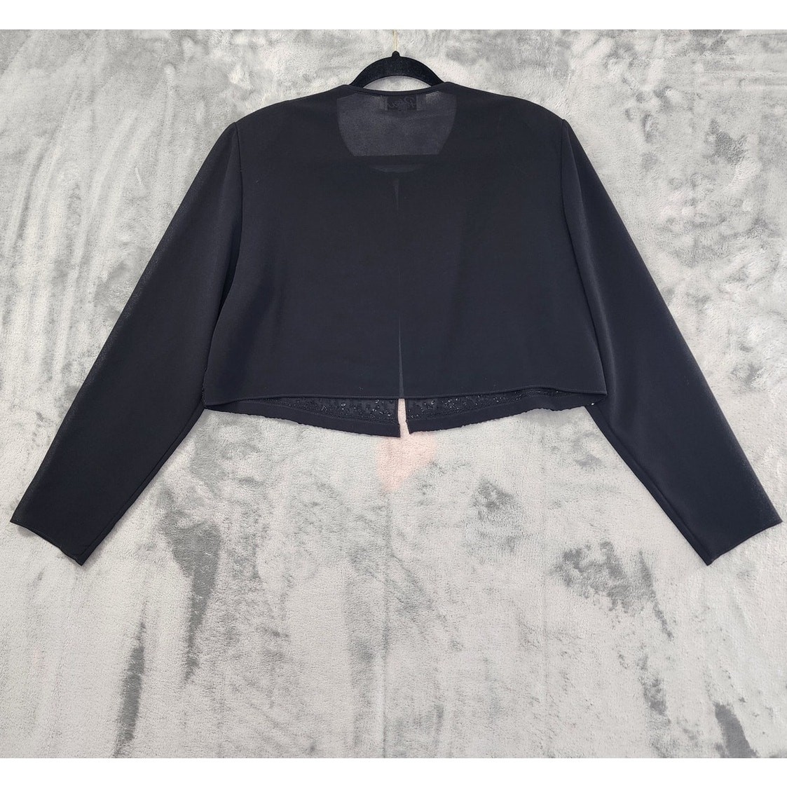 Vintage 90s Patra Chiffon Slip Dress Sheer Sequin Crop Jacket Set Size 12 Black
