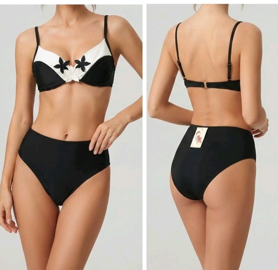 Cole Of California Bikini Vintage 80’s Rare Dead Stock B&W NWT S