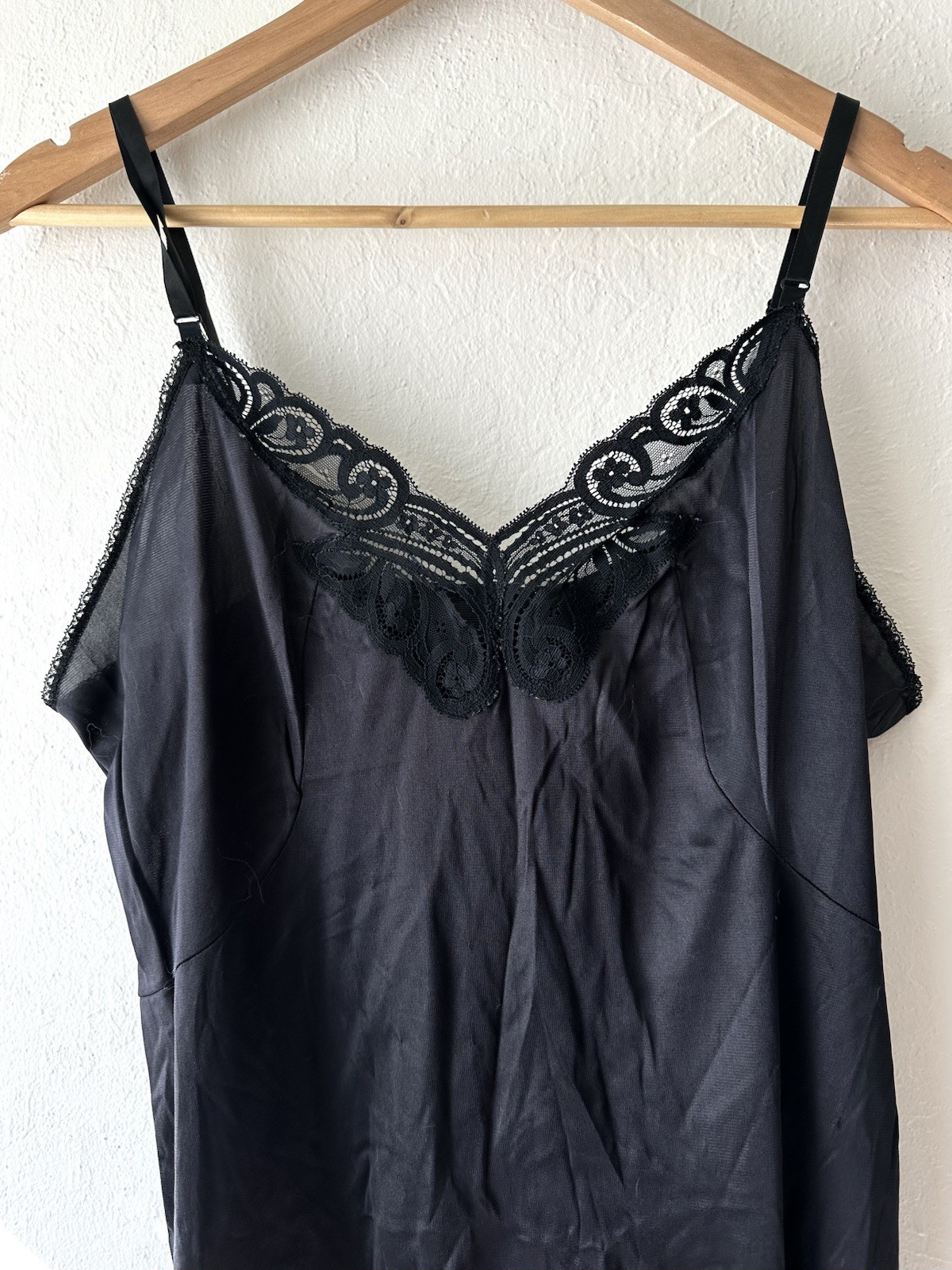 Vintage 1990s black satin chemise slip dress women’s large goth whimsy lingerie