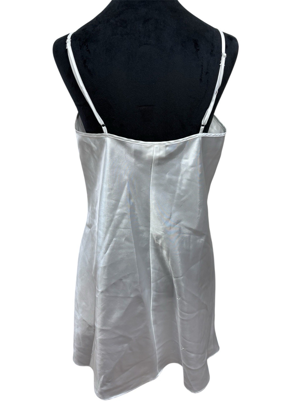 Vintage Intimo Amore Satin Nightgown Slip Dress White Sequin Detail M
