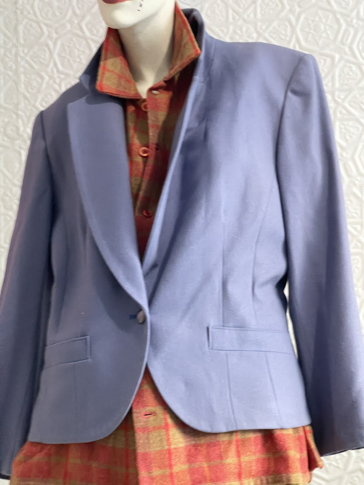 Vintage 1980s-1970s Pendleton Blazer-Lavender-Grey-Wool-Classic-Jacket-medium