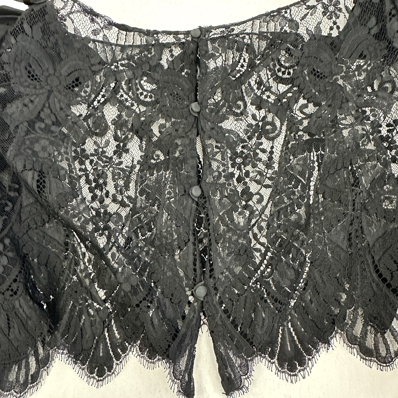 Vtg Sara Fredericks Black Strapless Taffeta & Lace Dress w/Lace Top S/M /cb