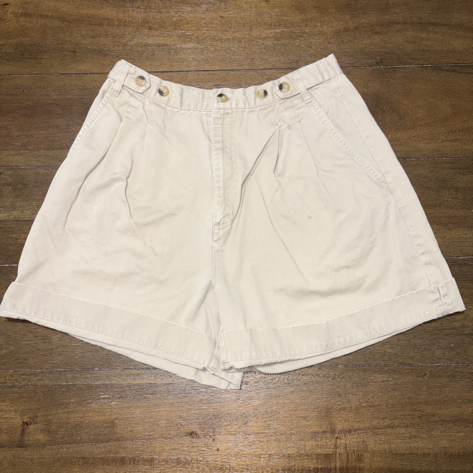 Vintage 80s/90s Brooks Brothers High Waisted Pleated Mom Shorts Cuffed Khaki 10