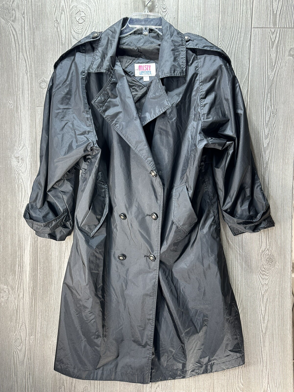 Misty Weather Rain Coat Size 11/12 Lined Shoulder Pads Womens Water Wind Vintage