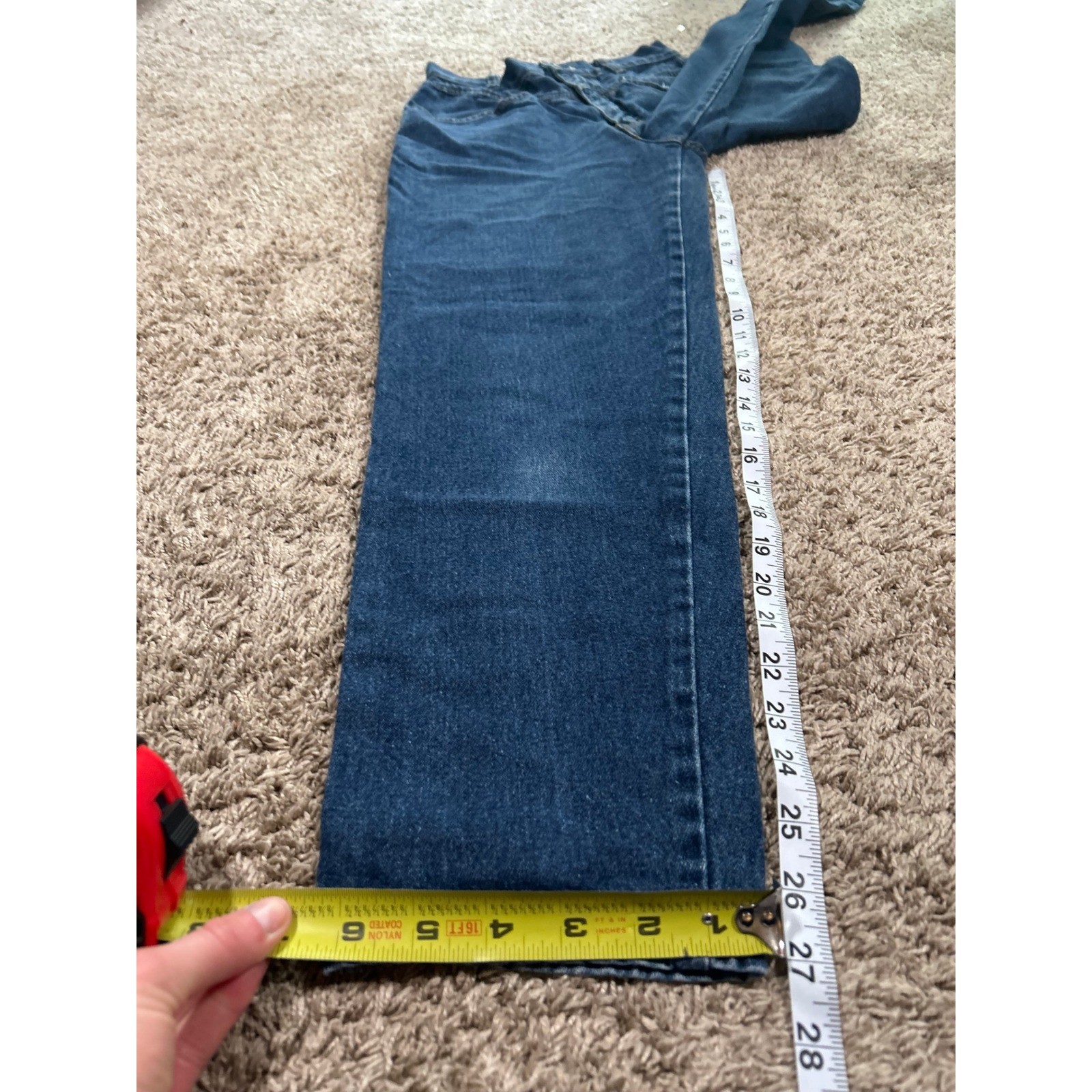 Vintage High Waisted Western Tapered Mom Jeans Straight Leg 80s Blue 24′