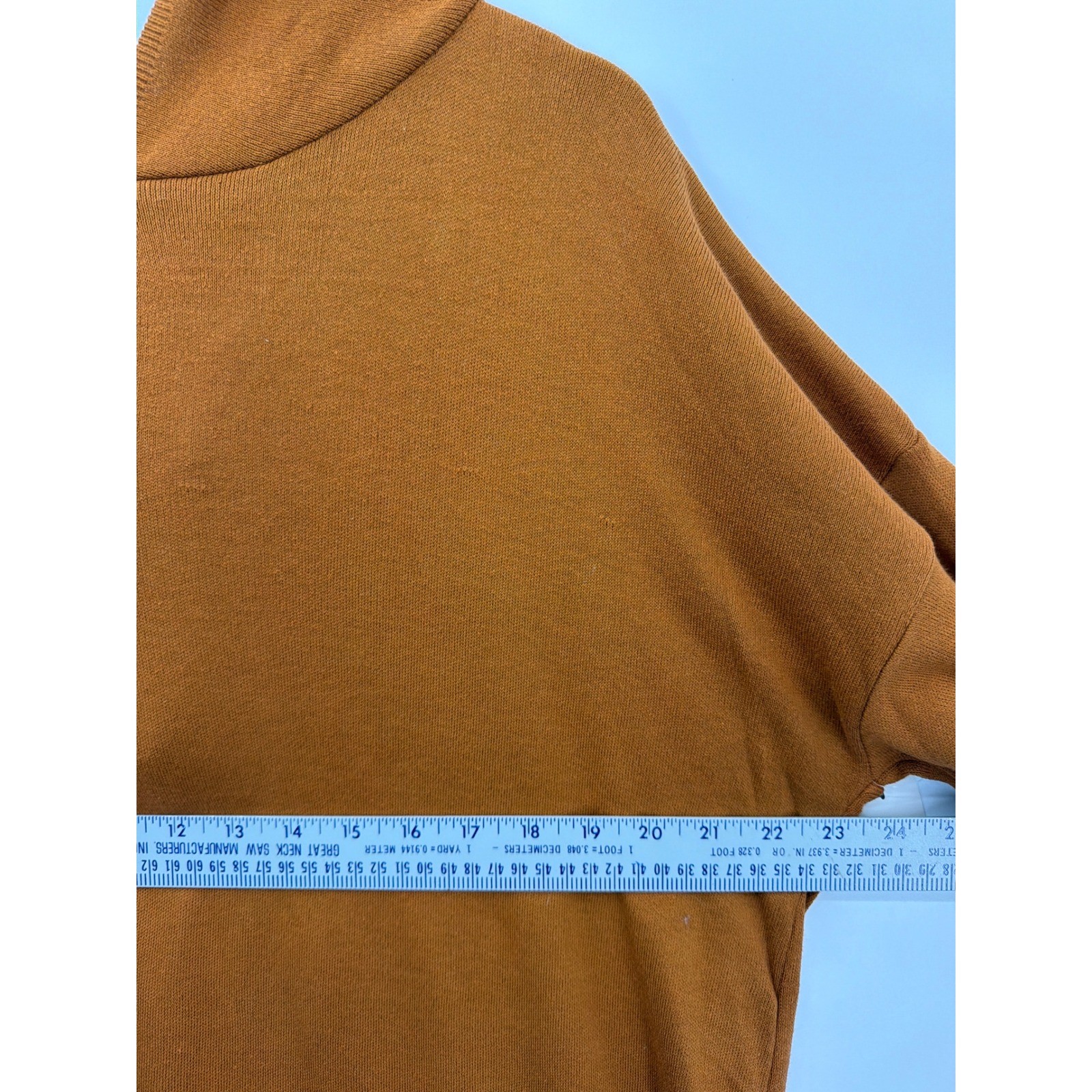 VTG Cool Wear Burnt Orange Hooded Keyhole Sweater Top 100% Cotton Made in USA OS