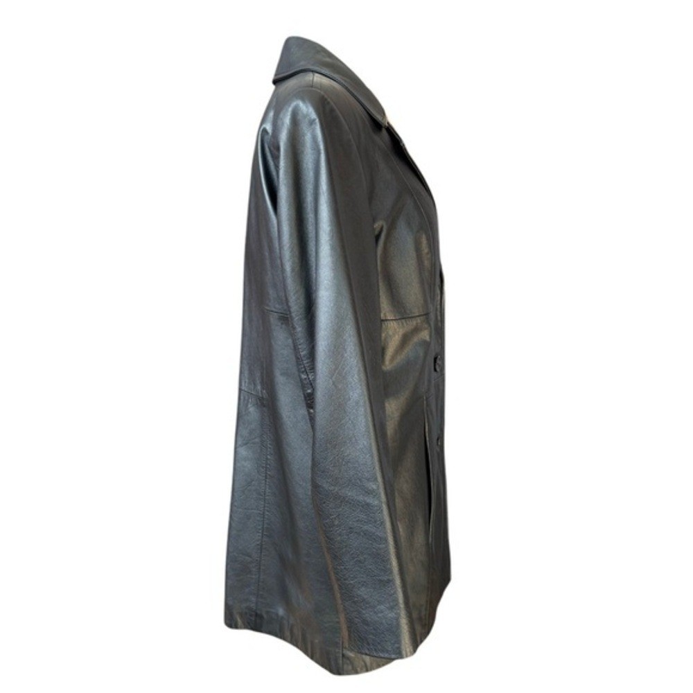 Preston York Vintage 90s Black Leather Jacket Small Minimalism Blazer Coat