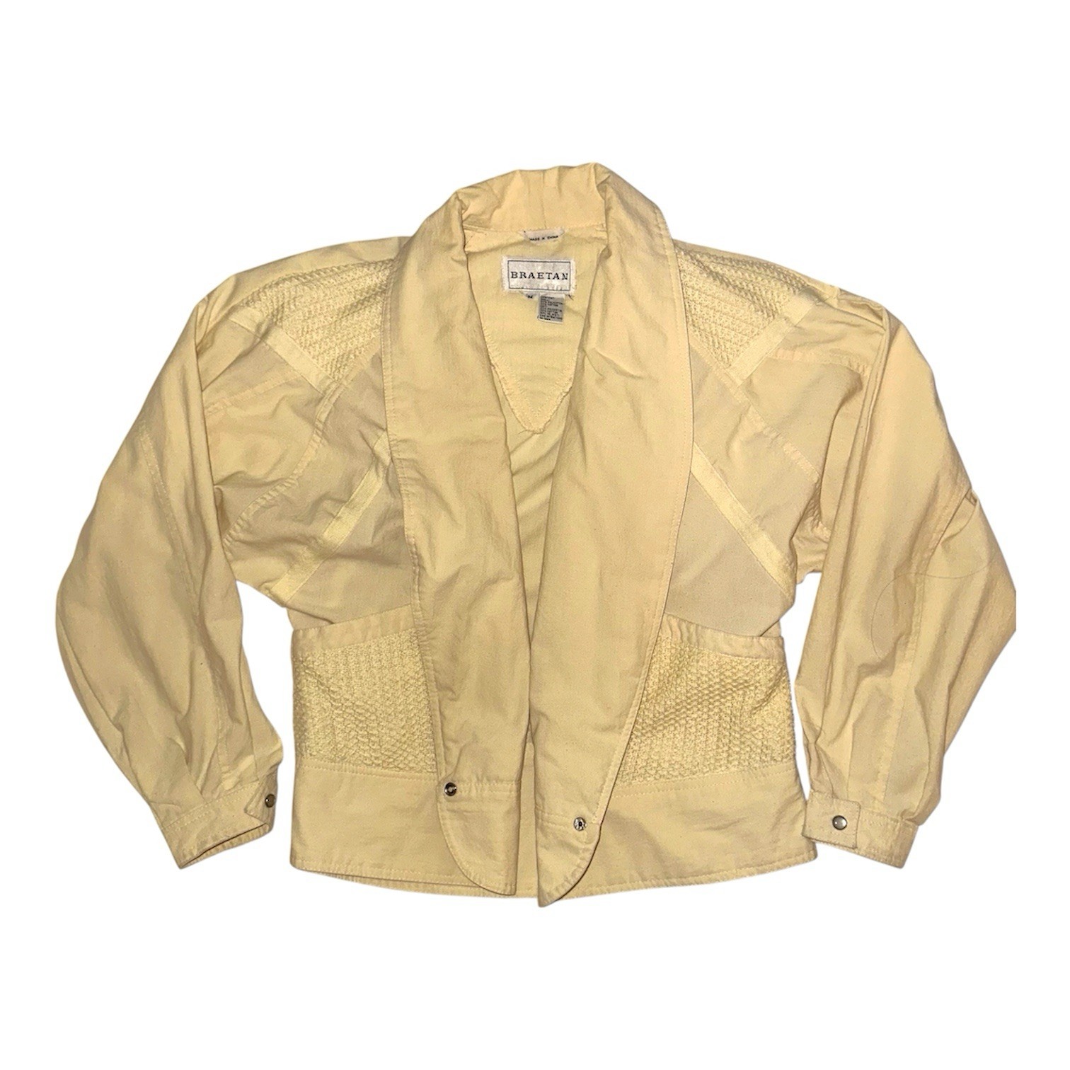 VTG 1980s Braetan Women’s Butter Yellow Bomber Jacket Esque Size Medium
