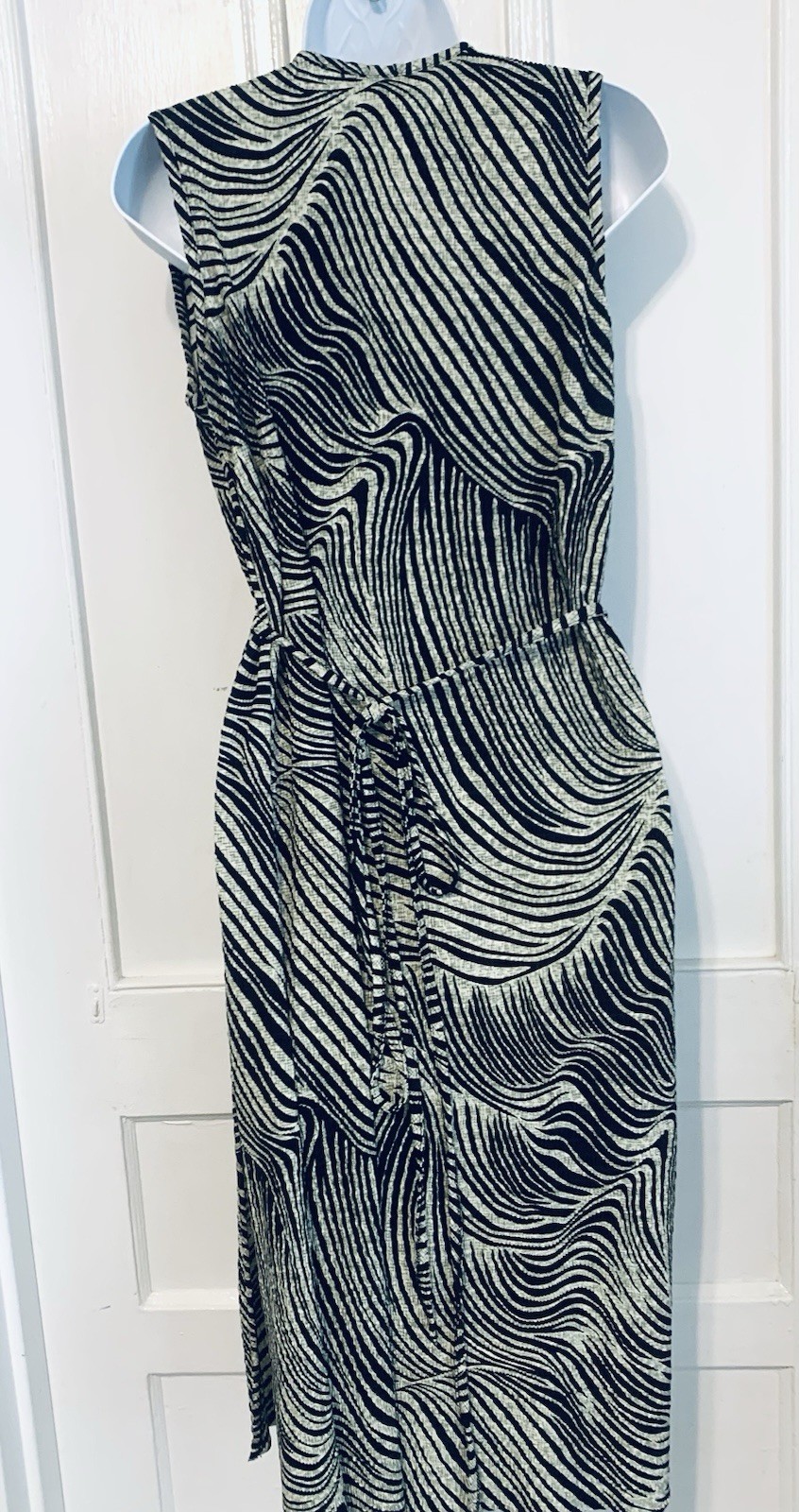 VINTAGE PLEAT PLEAT BY RAFAEL SLEEVELESS MAXI WRAP DRESS TRIBAL PRINT SMALL