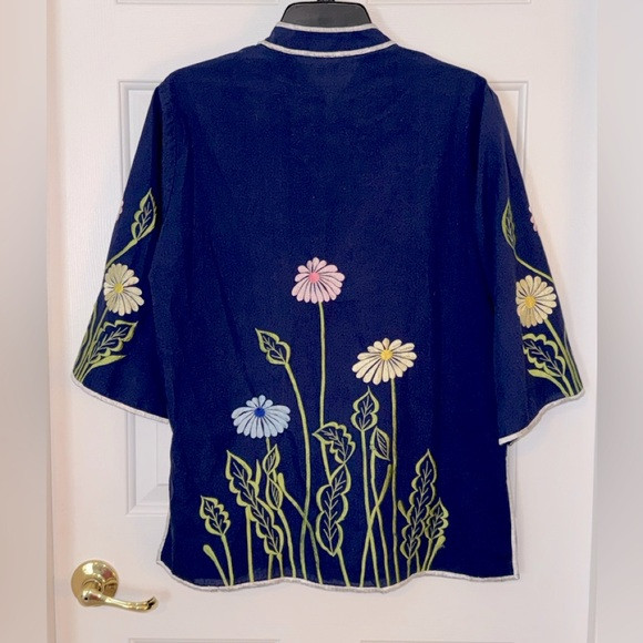 Vintage Caro of Honolulu LOT of 4 Embroidered Button down mock neck Tunics sz 12