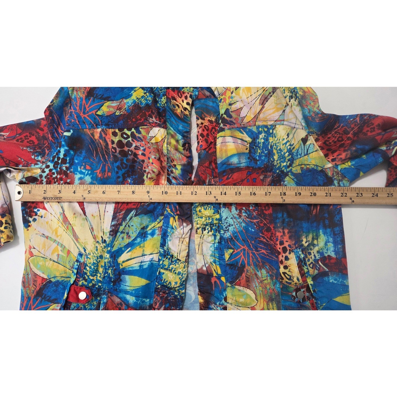 Patchington Vintage Floral Leopard Print Ruffle Open Front Jacket Cardigan Large