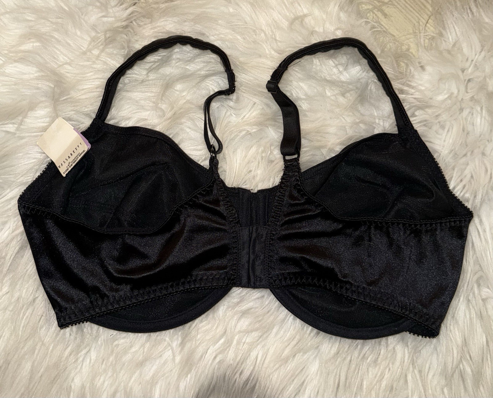 Vintage Vtg Vassarette 75-844 Second Skin Satin Bra UW Womens 42DD Black New Nwt