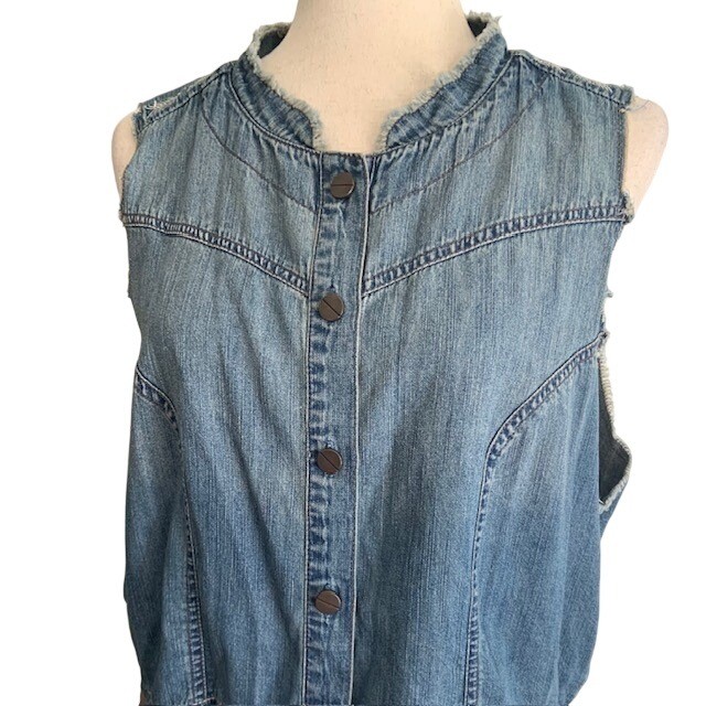 Cruel Girl Denim Vest XXL Embroidered Western Boho Cowgirl Chic Country Concert