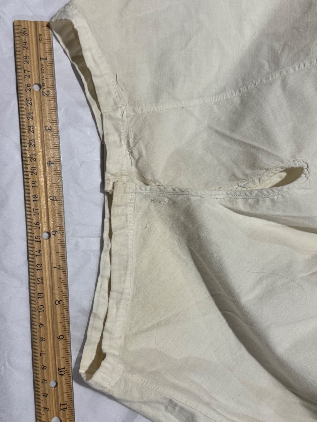 Antiq. FRENCH EDWARDIAN VICTORIAN WHITE COTTON PETTICOAT WITH LACE Trim Netted