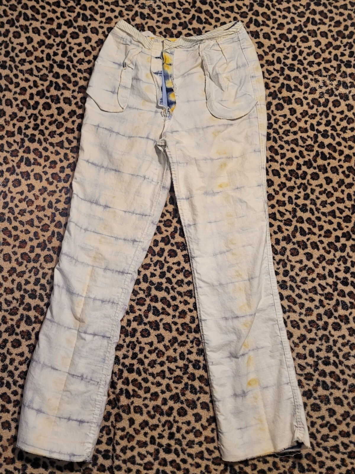 Vintage Tie Dye Xtrovert 60s 70s 80s Pants Blue Yellow White