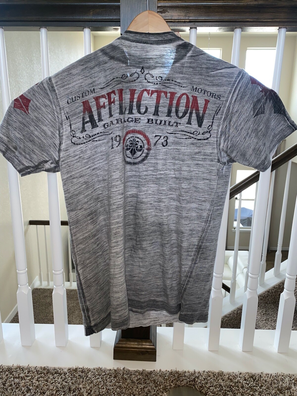 AFFLICTION American Customs Motors Garage Built Mens Gray T-Shirt Size M