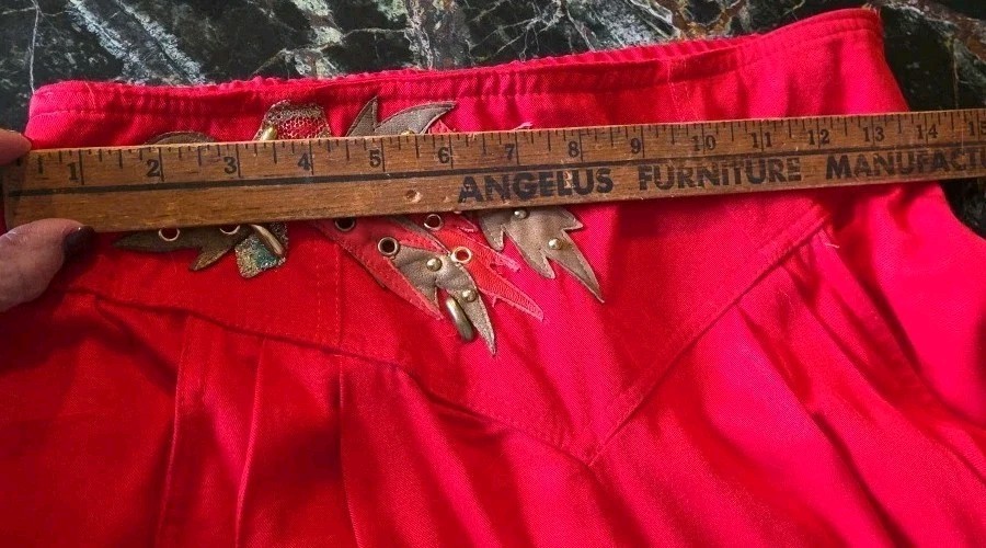 Vtg 80’S IIF Red Glam Pantsuit Sz 10 Mini Cape Jacket & Pants Statement Emblshd