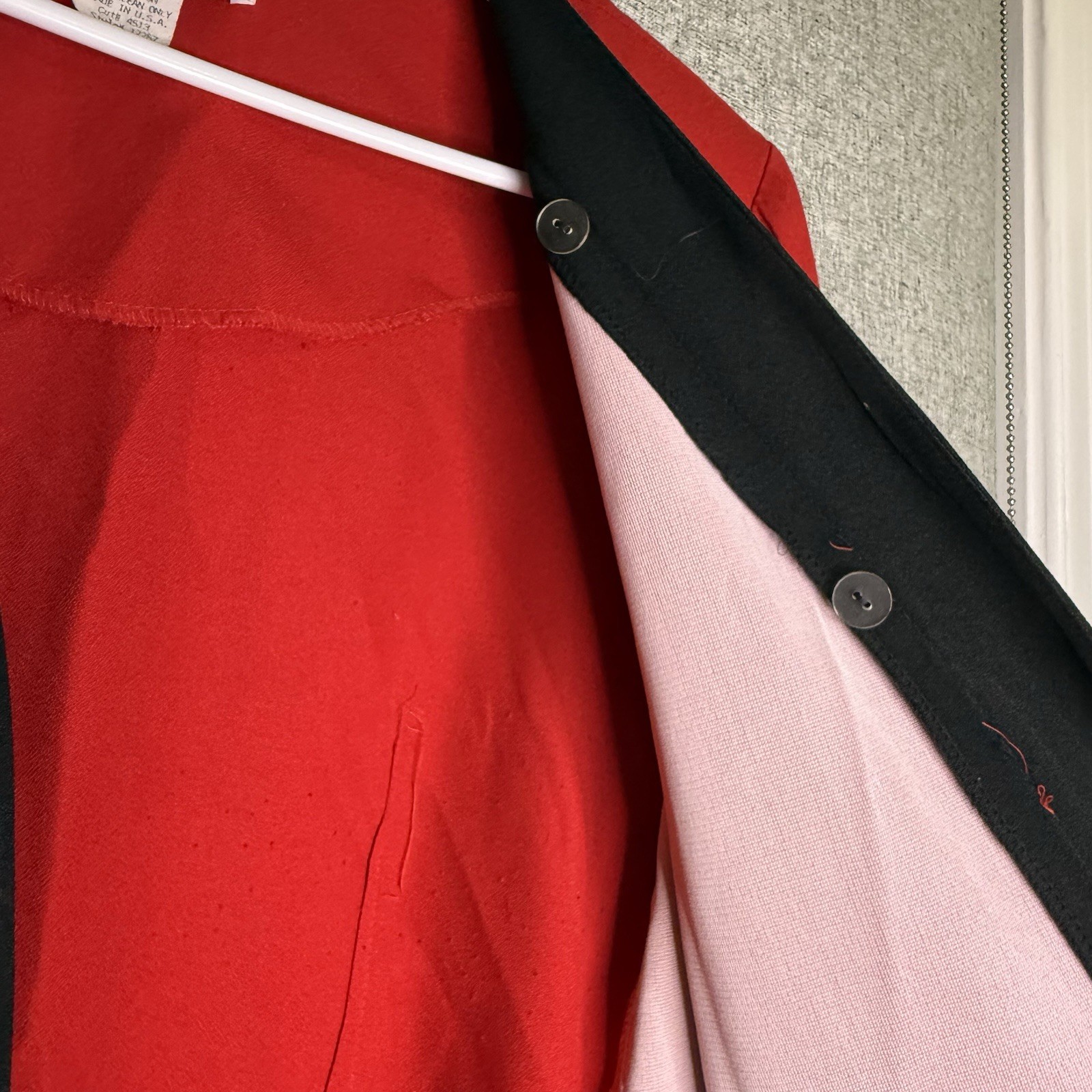Vintage 80s 90s Red Cropped Jacket Bolero with Black Soutache Trim Size Large P