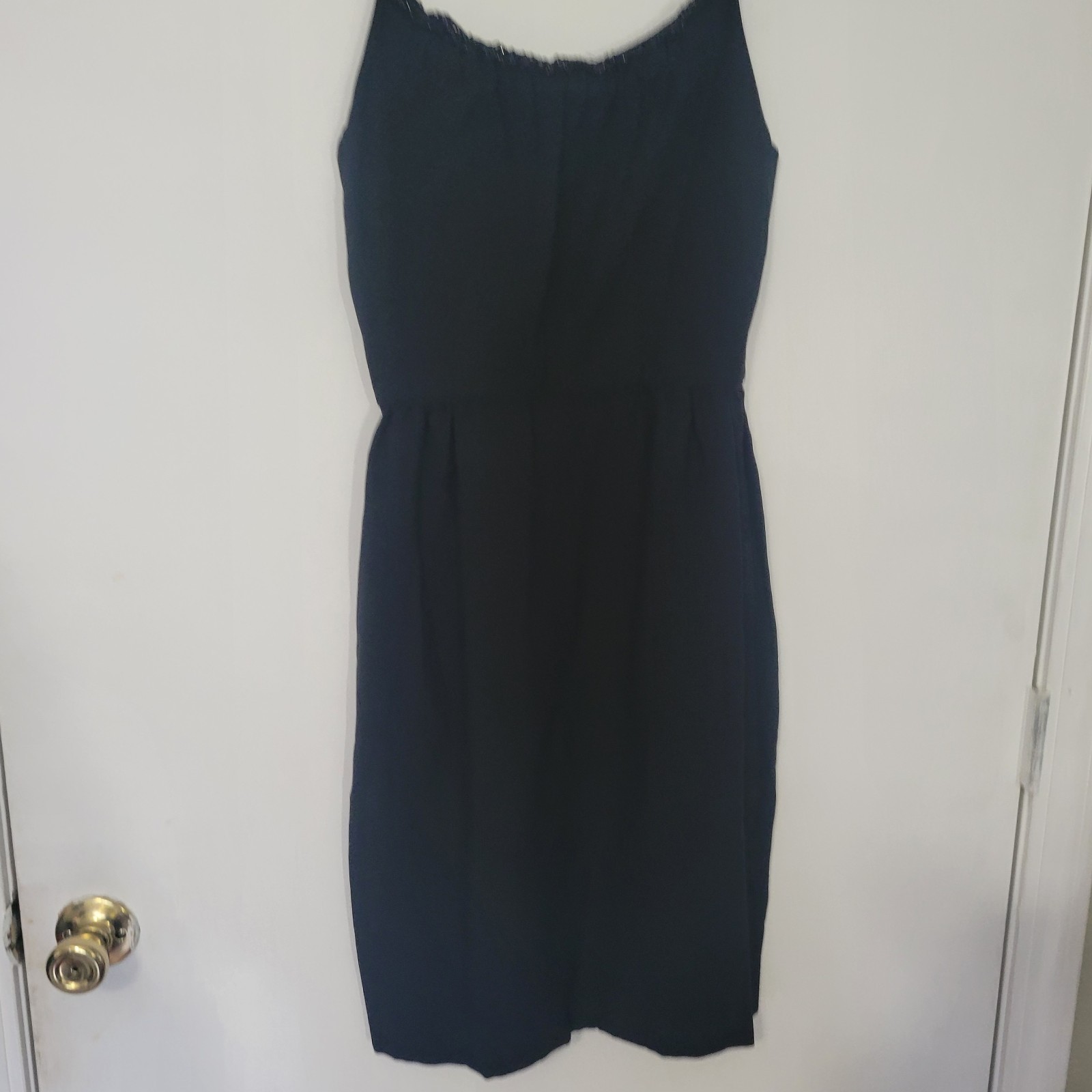 Vtg 1960s Black Crepe Cocktail Dress Beaded Straps XS ILGWU Mid-century Glam