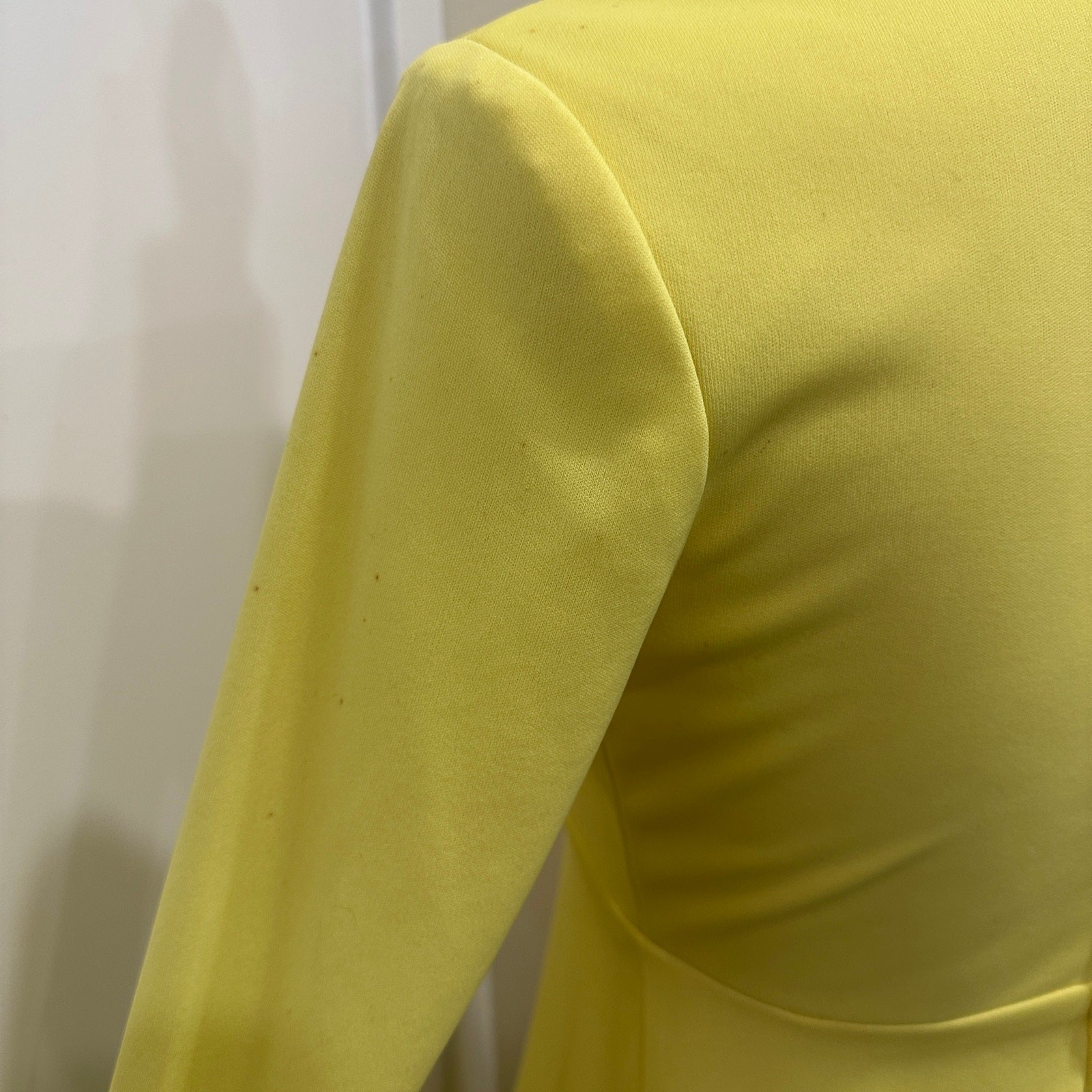 Vintage 1970s Victorian Edwardian Revival Yellow Lace Neck Maxi Dress Costume XS