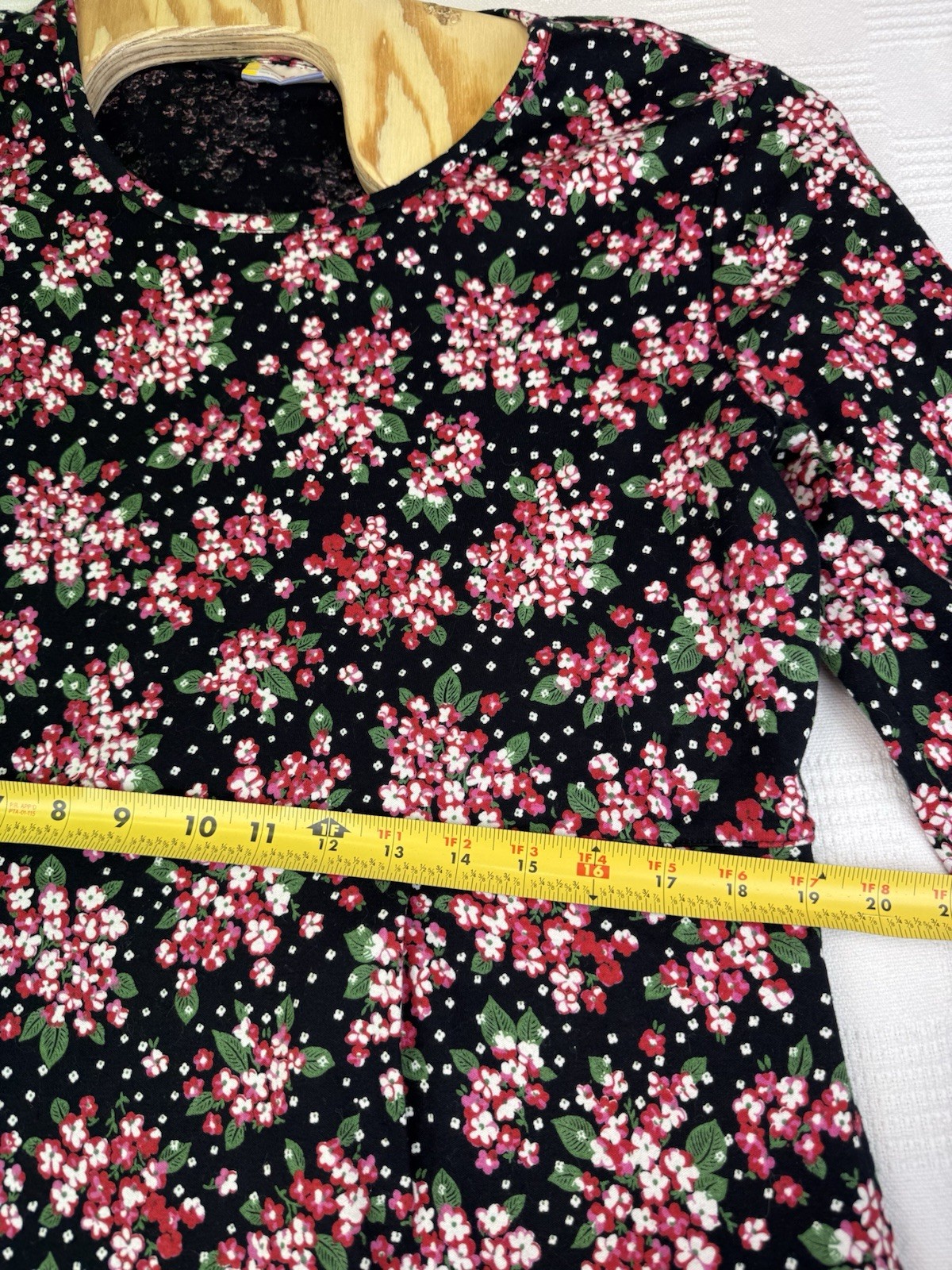VTG Hanna Anderson Pink Floral Midi Dress Women L Long Sleeve USA Pockets Modest