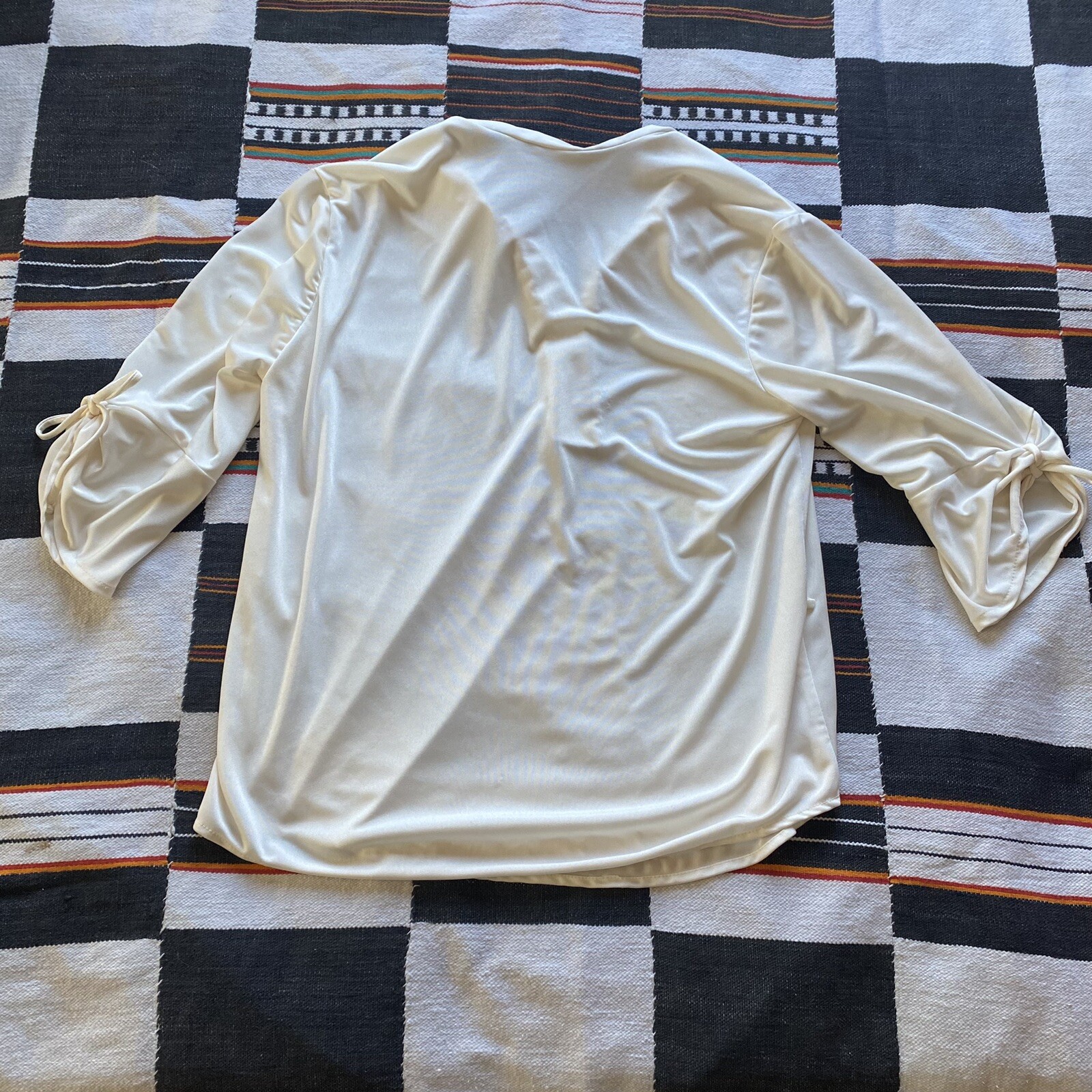 Vintage Topson Downs Of California Bohemian Blouse. Creamy White. Size Large.