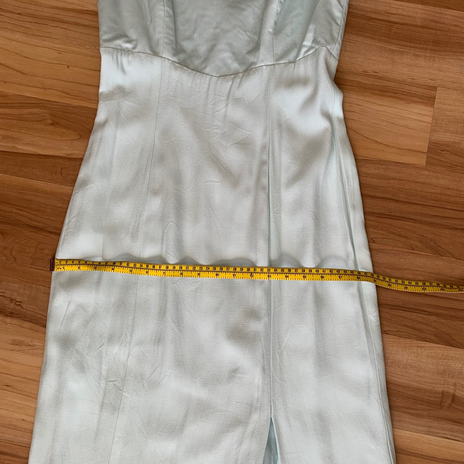 Vintage Dress ILGWU Medium Mint Green Full Length Sleeveless Gown With Slit