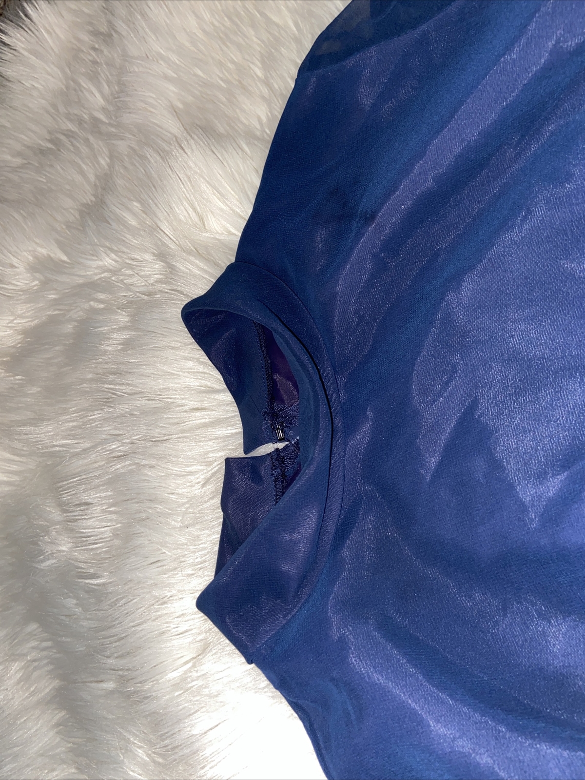 Vintage Union Made ILGWU AFL-CIO 1955-1995 Blue/white Sheer Puff Sleeves Size 18