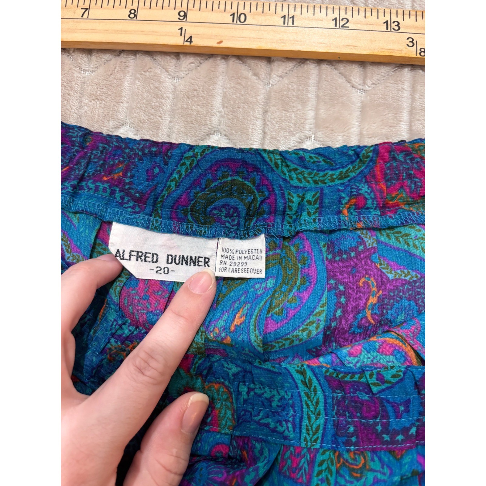 Vtg 80s 90s Alfred Dunner Pleated Midi Skirt 20 Paisley Whimsigoth Jewel Tone