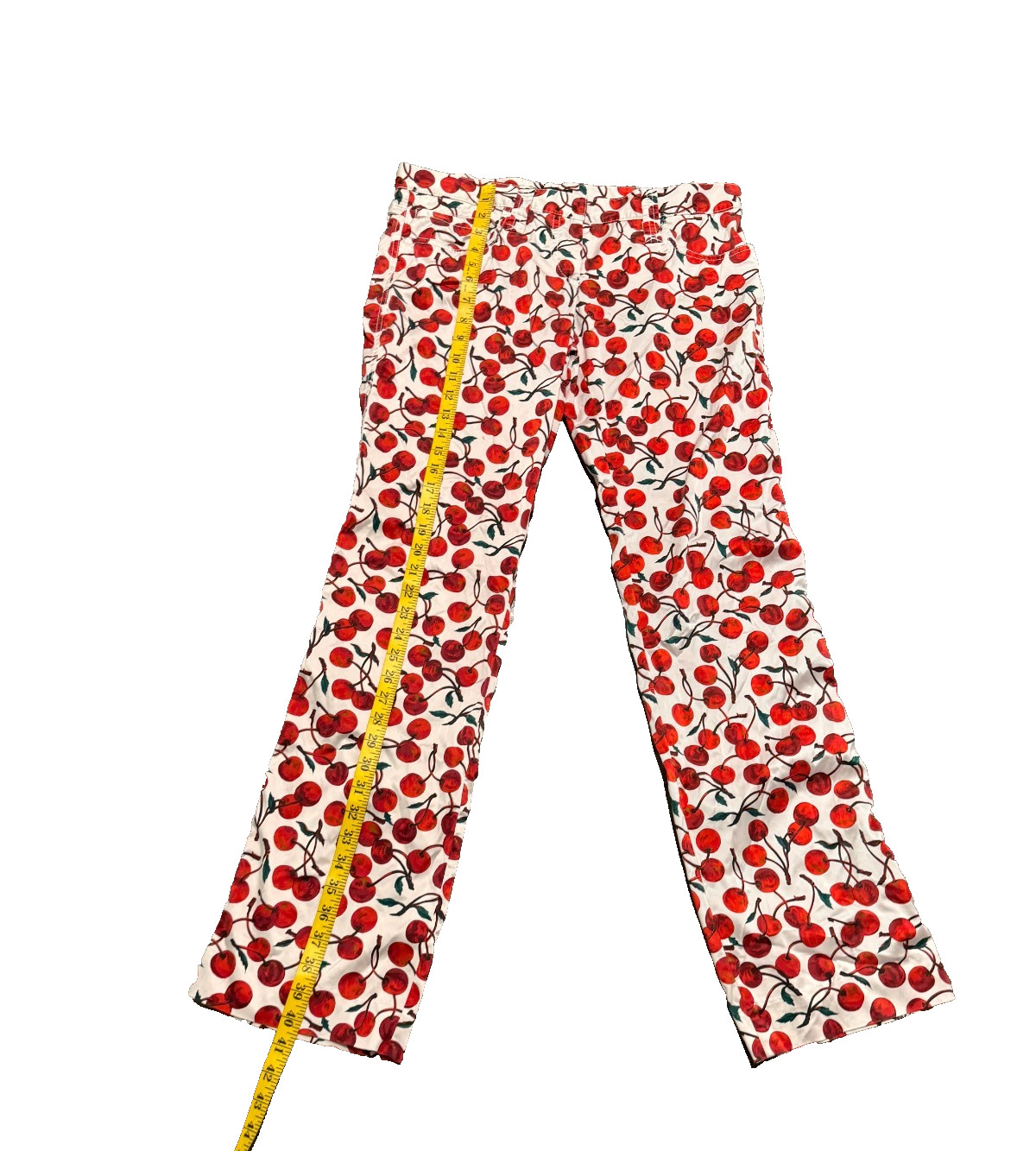 Vintage Dolce & Gabbana pants white red 46 Cherry Silk Satin trousers low rise