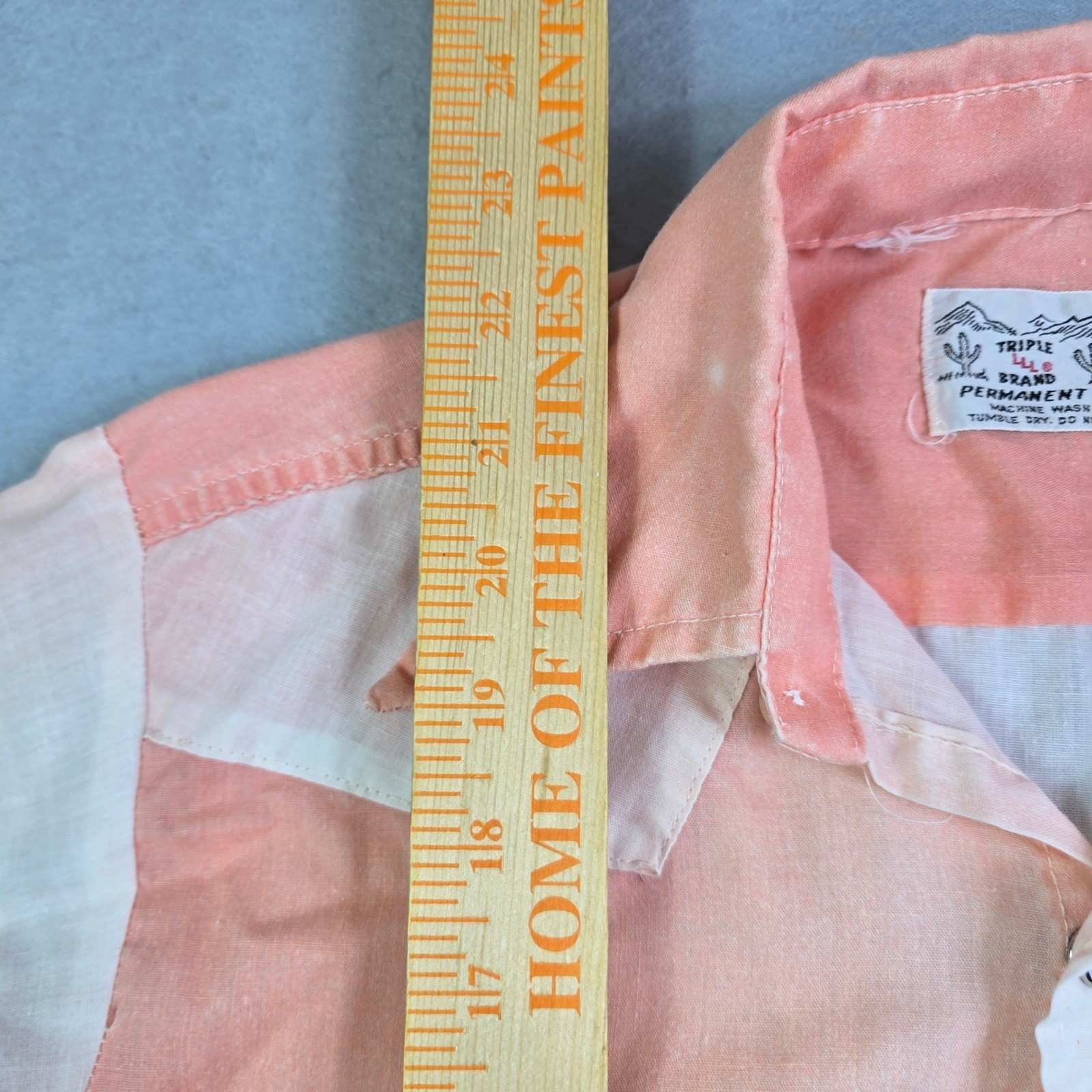 Vintage Triple L Brand Ombre Western Shirt Women XS Peach Cream Pearl Snap
