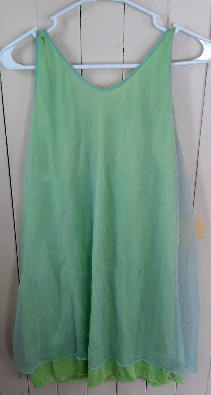 Vintage 2 pc Set Double Layer Two Tone Blue/Green Nightgown & Robe size Small