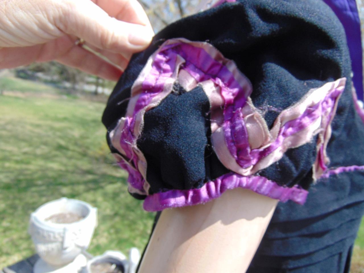 VTG Regency Era Dress Juliet Sleeve Jacket & Velvet bonnet