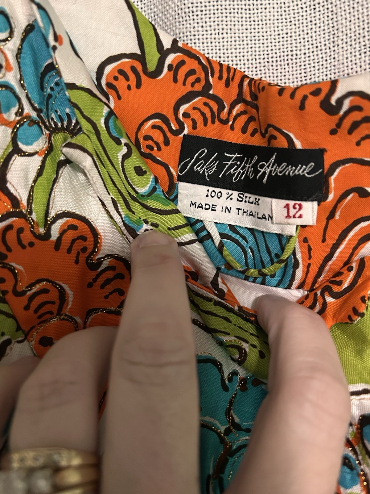 VTG 1970s Saks Fifth Ave 100% Silk Maxi Dress & Matching Scarf |Floral| Size 12