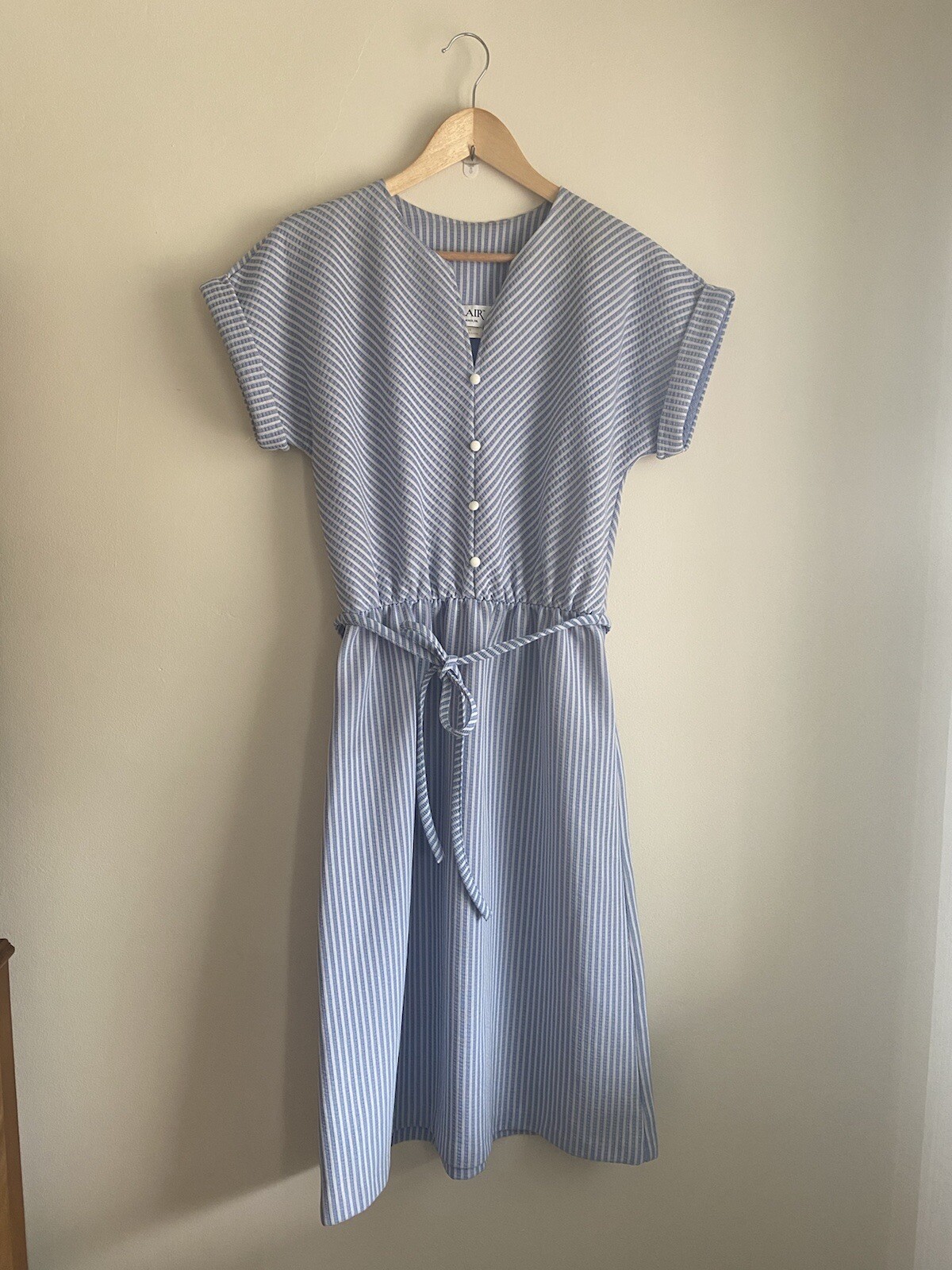 Vintage Blair 14 Blue White Striped Dress Warren PA Bridal Shower Preppy