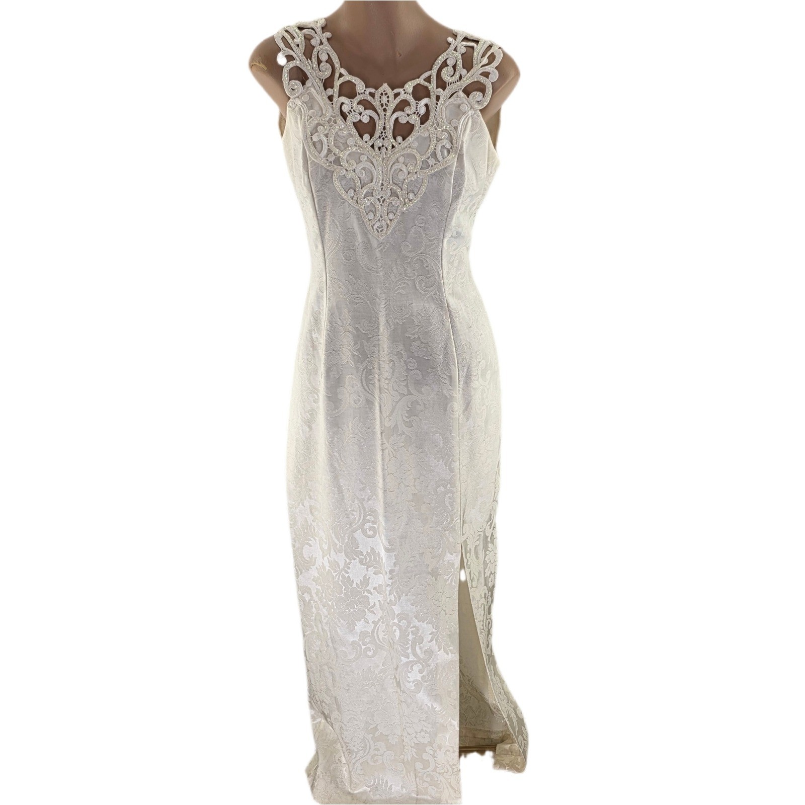 Jessica McClintock Gunne Sax Dress Womens 9/10 White Vtg Prom Minimalist Wedding
