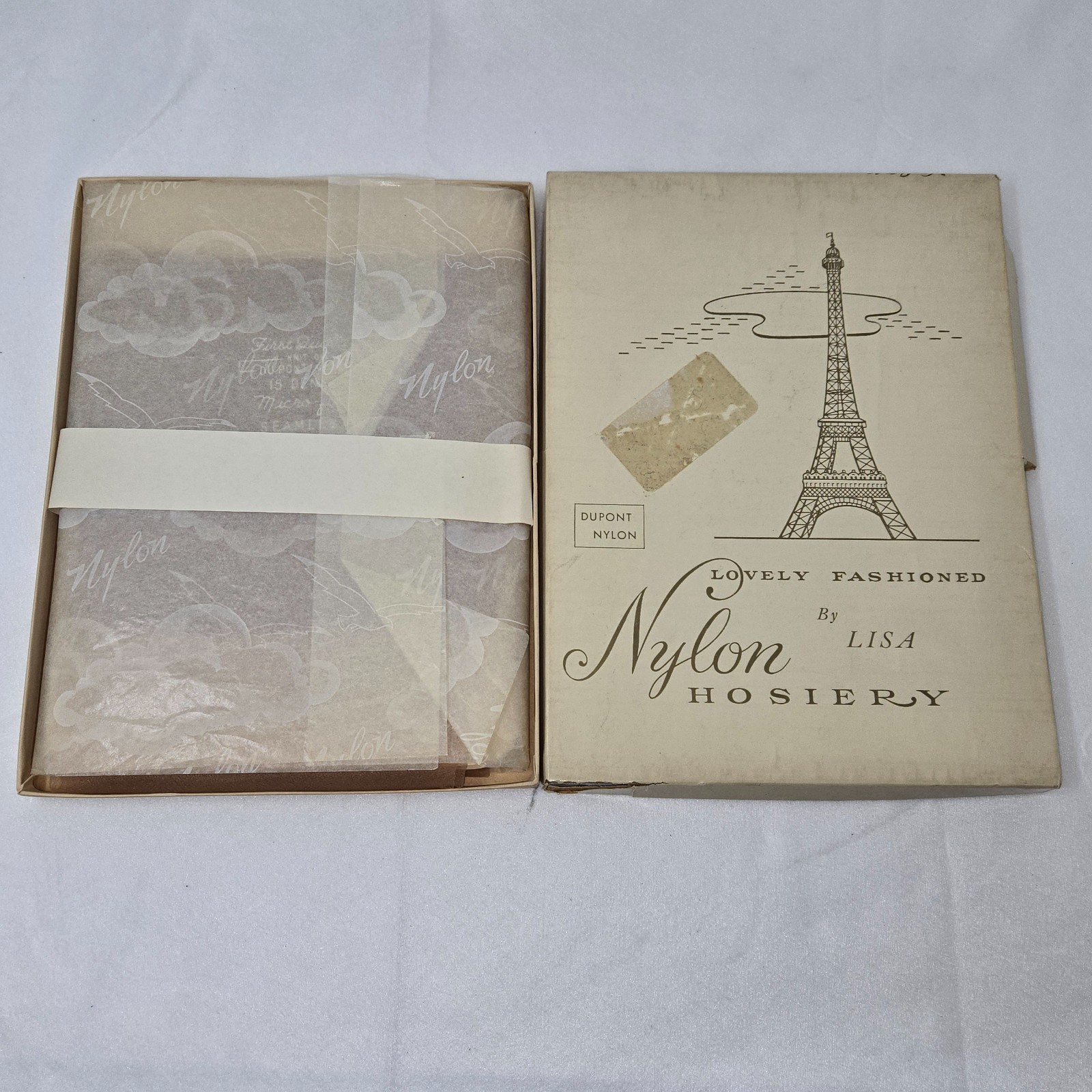 NEW VTG DUPONT NYLON HOSIERY STOCKINGS FASHIONED BY LISA BEIGETONE SZ 8.5 3-PACK