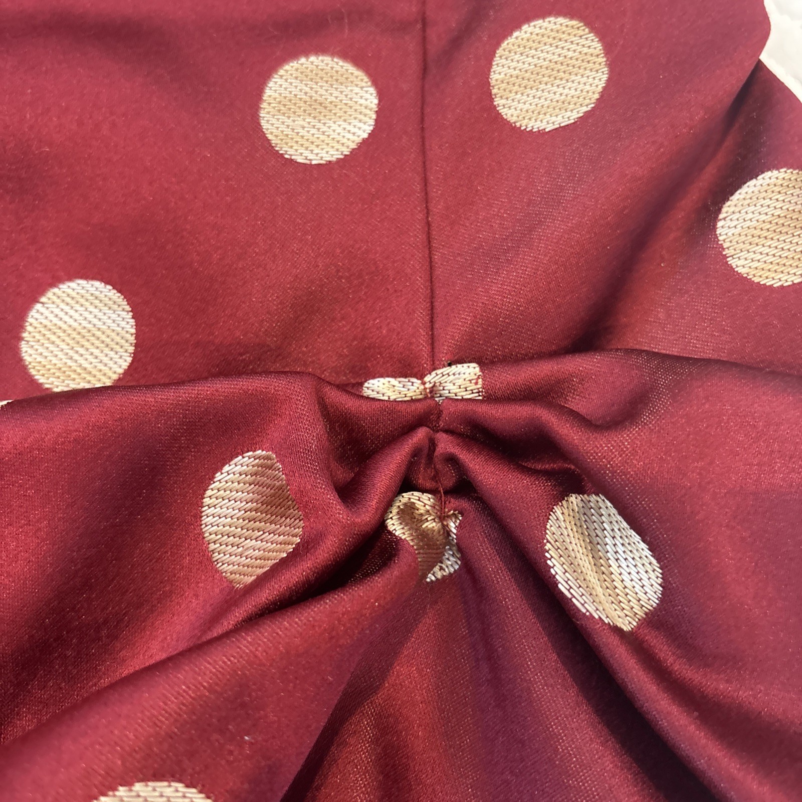 VTG Jessica McClintock Strapless Polka Dot Dress Burgundy Gold USA 1990s Y2K